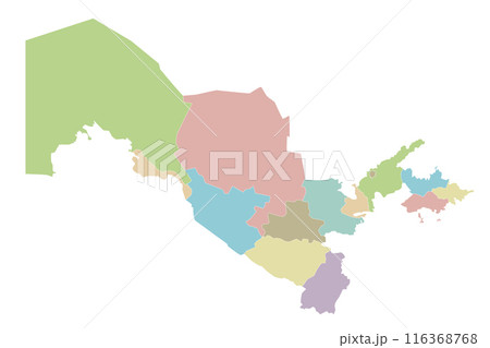 Vector blank map of Uzbekistan with regions or territories and administrative divisions. Editable and clearly labeled layers. 116368768