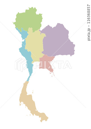 Vector blank map of Thailand with regions or territories and administrative divisions. Editable and clearly labeled layers. 116368857