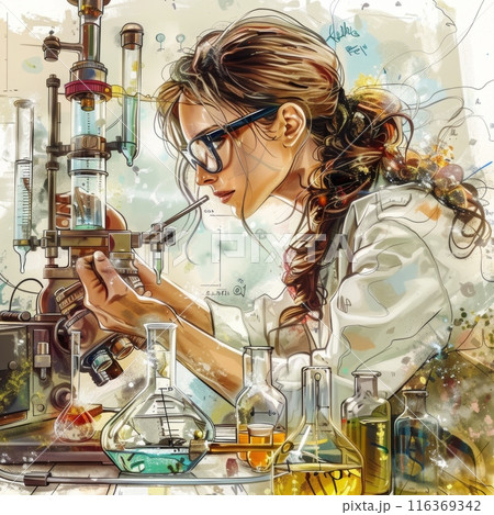 Female Scientist Conducting Experiments in High-Tech Laboratory Setting Female Scientist Conducting Experiments in High-Tech Laboratory Setting 116369342