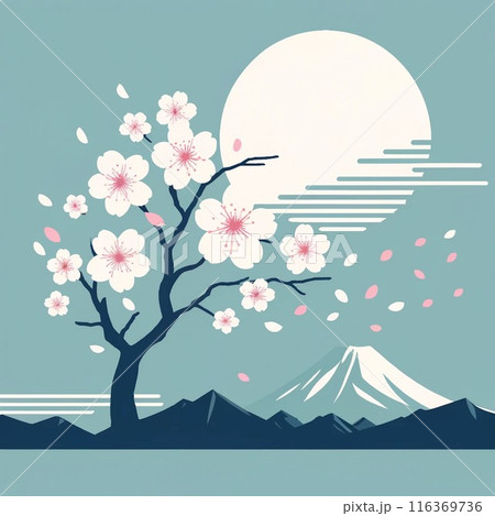 Minimalist Sakura and Mt. Fuji / ミニマルな桜と富士山 Minimalist Sakura and Mt. Fuji / ミニマルな桜と富士山 116369736