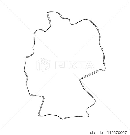 Germany country simplified map.Thin triple pencil sketch outline isolated on white background. Simple vector icon 116370067