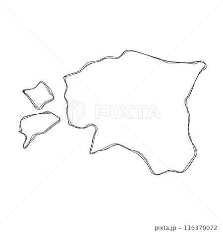 Estonia country simplified map.Thin triple pencil sketch outline isolated on white background. Simple vector icon 116370072