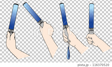 青色のペンライトを持つ手のセット 青色のペンライトを持つ手のセット 116370520