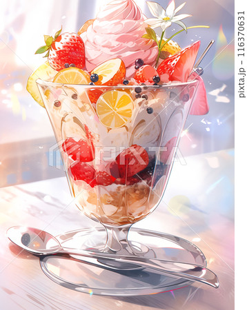 美味しそうな苺のパフェのイラスト /AI生成 美味しそうな苺のパフェのイラスト /AI生成 116370631
