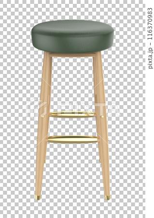 Front view of a wooden bar stool 116370983
