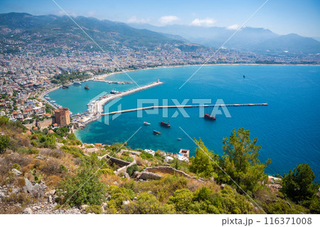 Panoramic view of the harbor of Alanya on a beautiful summer day, Turkey Panoramic view of the harbor of Alanya on a beautiful summer day, Turkey 116371008