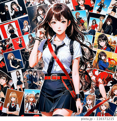 アニメ風の女の子　日本のギャル　マンガ　日本のアニメ　[AI生成画像] 116371215