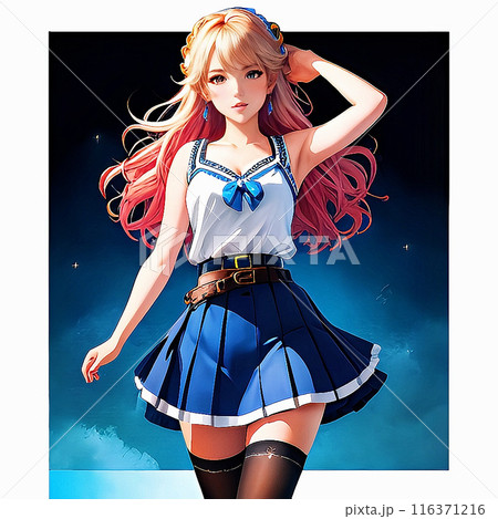 アニメ風の女の子　日本のギャル　マンガ　日本のアニメ　[AI生成画像] 116371216