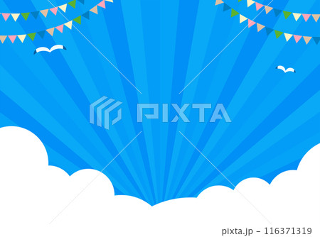 青い空と白い雲と風船 116371319
