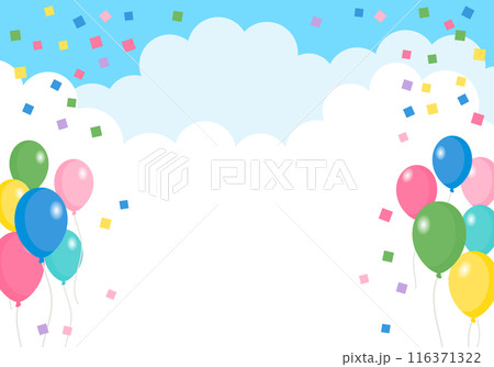 風船と青空のフレームイラスト 116371322