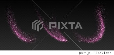 Pink glitter splashes, shiny star dust explosion, shimmer spray effect, festive holiday particles 116371367