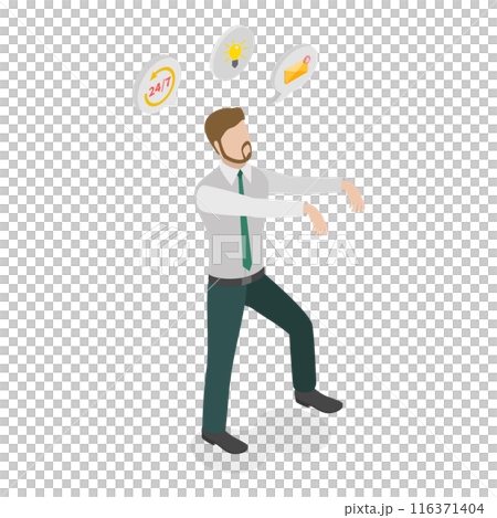 3D Isometric Flat Set of Businessmen Workaholic. Item 1 3D Isometric Flat Set of Businessmen Workaholic. Item 1 116371404