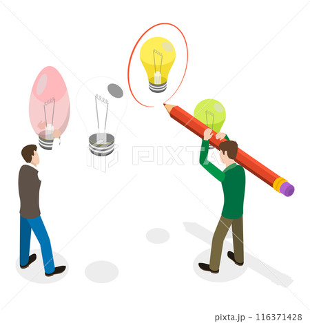 3D Isometric Flat  Illustration of Creativity and Innovations. Item 1 116371428