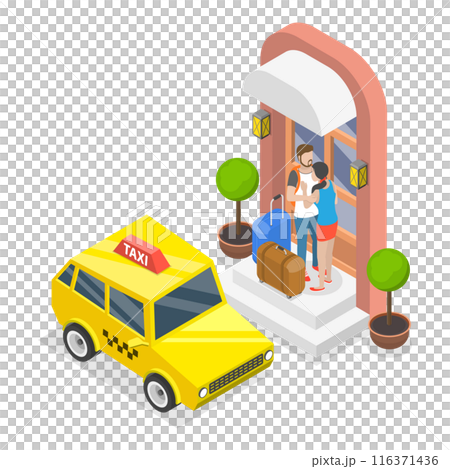 3D Isometric Flat  Illustration of Set Of People Leaving Home. Item 1 116371436