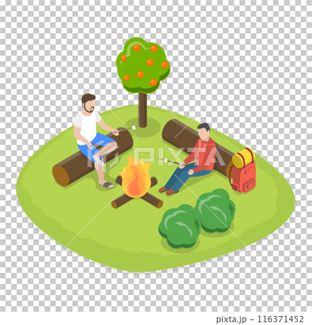 3D Isometric Flat  Set of Trail Adventures. Item 2 116371452