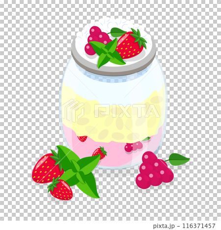 3D Isometric Flat  Set of Overnight Puddings. Item 3 116371457