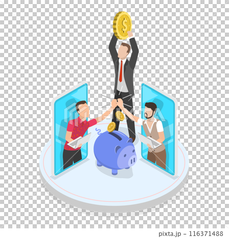 3D Isometric Flat  Illustration of Startup Funding. Item 1 116371488