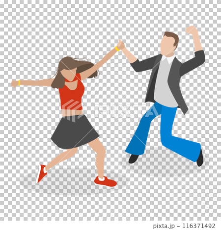 3D Isometric Flat  Set of Dancing People. Item 1 116371492