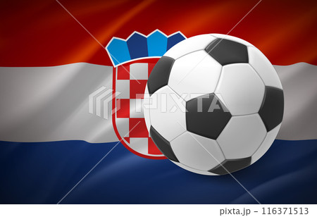 Flag of Croatia with soccer ball. National football team concept. 3d vector illustration 116371513