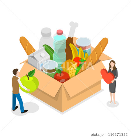 3D Isometric Flat  Illustration of Donation and Volunteering. Item 3 116371532