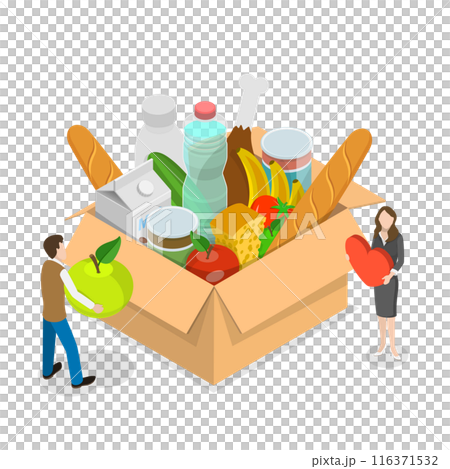 3D Isometric Flat  Illustration of Donation and Volunteering. Item 3 116371532