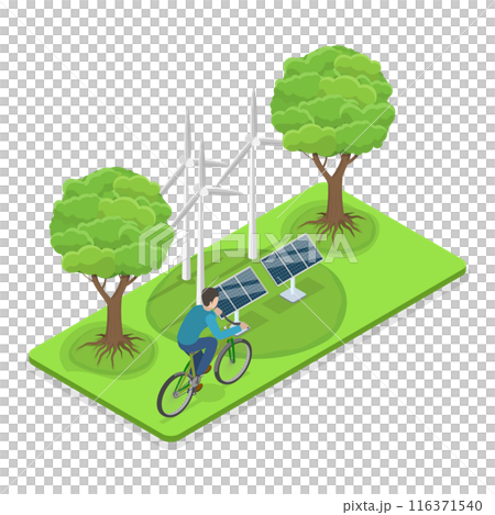 3D Isometric Flat  Illustration of Sustainable Transportation. Item 3 116371540