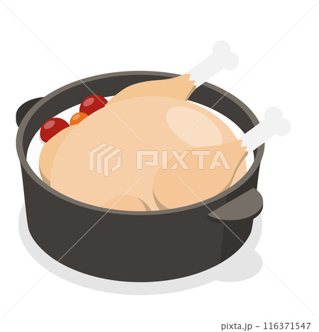 3D Isometric Flat  Set of Korean Food. Item 2 116371547