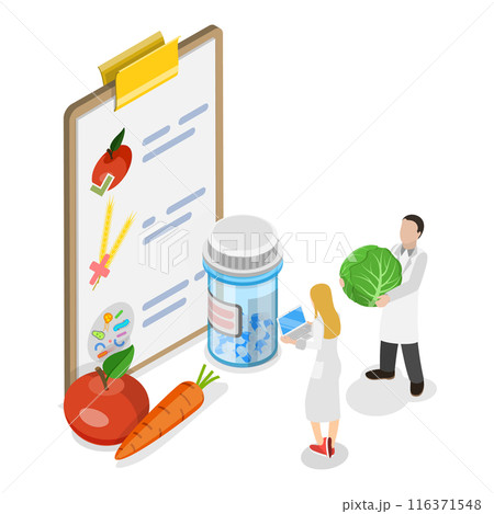 3D Isometric Flat  Illustration of Digestive Tract Diseases. Item 1 116371548