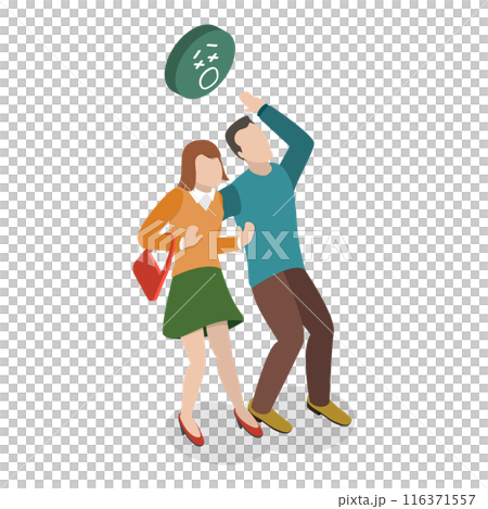 3D Isometric Flat Set of Frightened People. Item 2 3D Isometric Flat Set of Frightened People. Item 2 116371557