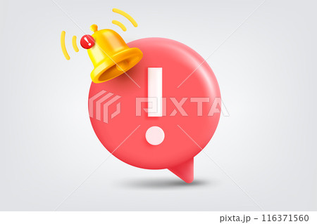 Speech cloud with ringing bell. Vector 3d illustration 116371560