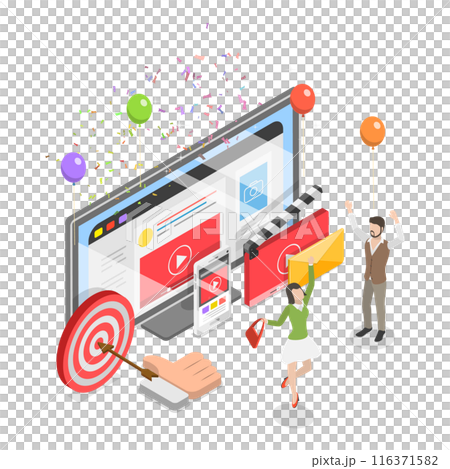 3D Isometric Flat  Illustration of Motion Design Studio. Item 3 116371582
