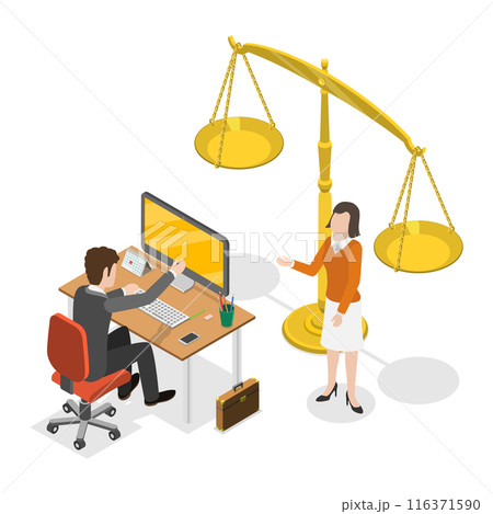 3D Isometric Flat  Illustration of Law And Justice. Item 3 116371590