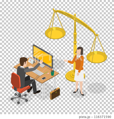 3D Isometric Flat  Illustration of Law And Justice. Item 3 116371590