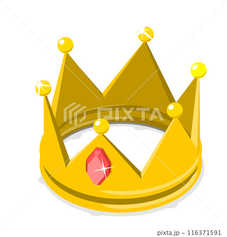 3D Isometric Flat  Set of Golden Crowns. Item 3 116371591