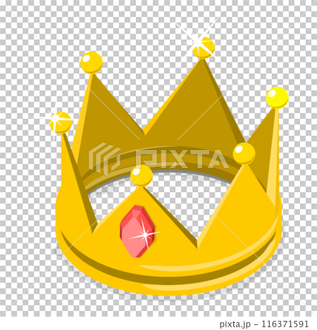 3D Isometric Flat  Set of Golden Crowns. Item 3 116371591