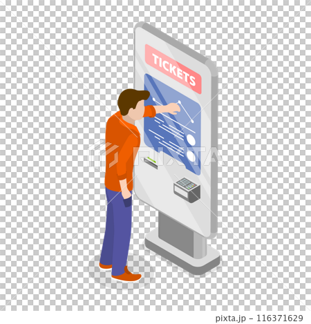 3D Isometric Flat  Set of Ticket Kiosks. Item 3 116371629