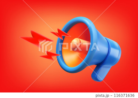 loudspeaker with flashes. Conflict talking concept. 3d vector illustration loudspeaker with flashes. Conflict talking concept. 3d vector illustration 116371636