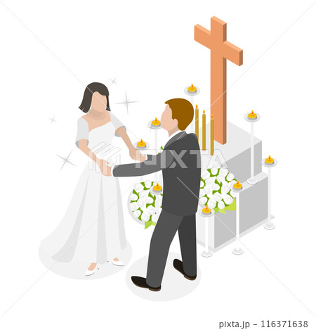 3D Isometric Flat Set of Christian Ceremonies. Item 2 3D Isometric Flat Set of Christian Ceremonies. Item 2 116371638