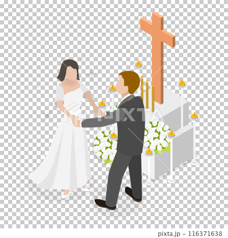 3D Isometric Flat  Set of Christian Ceremonies. Item 2 116371638