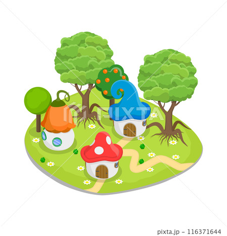 3D Isometric Flat  Set of Fairytale Characters and Items. Item 8 116371644