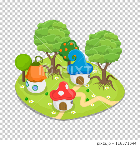 3D Isometric Flat  Set of Fairytale Characters and Items. Item 8 116371644