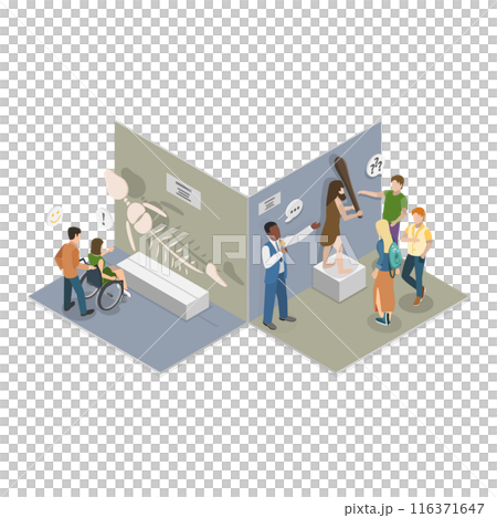 3D Isometric Flat Illustration of Arts And Paleontology Museum. Item 2 3D Isometric Flat Illustration of Arts And Paleontology Museum. Item 2 116371647