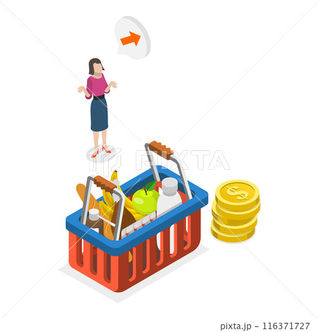 3D Isometric Flat  Illustration of Consumer Price Index Growth. Item 1 116371727