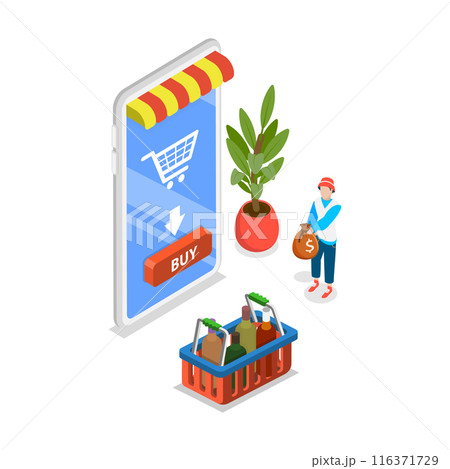 3D Isometric Flat  Illustration of Retail Business. Item 1 116371729