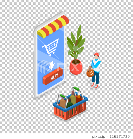3D Isometric Flat  Illustration of Retail Business. Item 1 116371729
