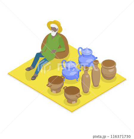 3D Isometric Flat  Illustration of Eastern Bazaar. Item 2 116371730