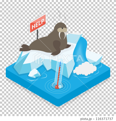 3D Isometric Flat  Illustration of Global Warming. Item 3 116371737