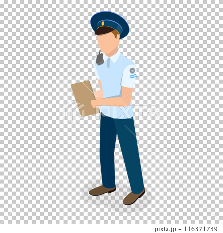 3D Isometric Flat  Set of Traffic Policeman Characters. Item 4 116371739