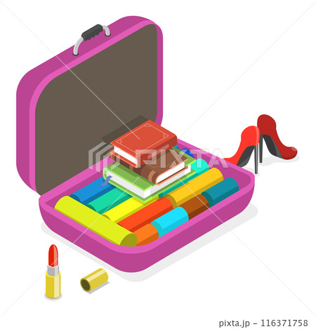 3D Isometric Flat  Set of Luggages with Personal Belonging. Item 2 116371758