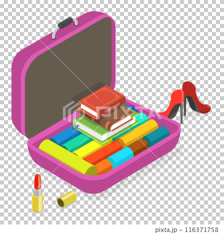 3D Isometric Flat  Set of Luggages with Personal Belonging. Item 2 116371758